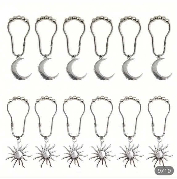 Source Unknown Other - Silver Moon and Sun Shower Curtain Hooks